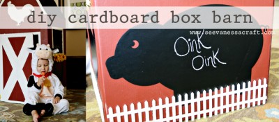 DIY Cardboard Box Barn via www.seevanessacraft.com
