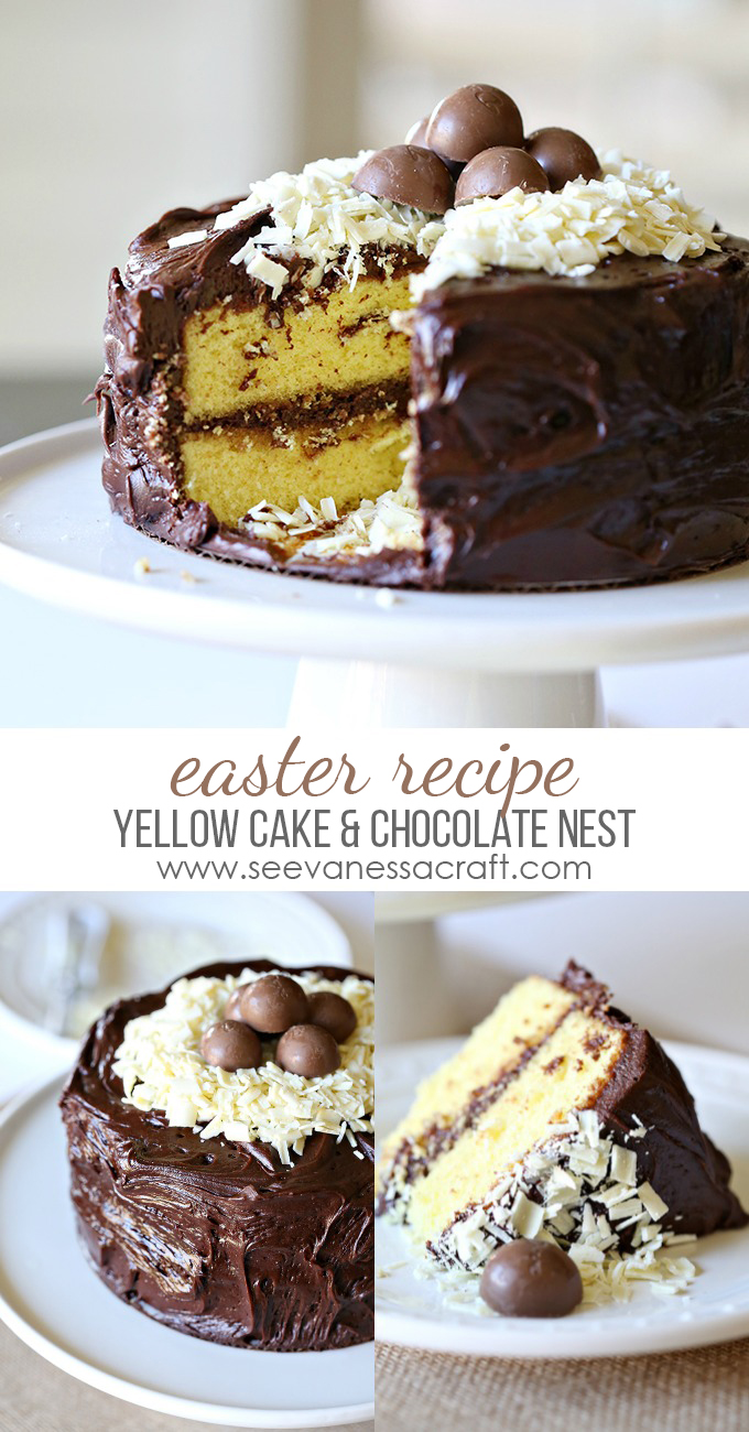 Easter Brunch Dessert Recipe - Yellow Cake and Chocolate Frosting 