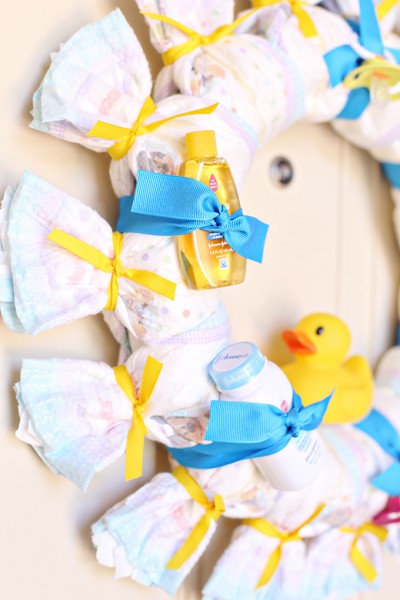Baby Shower Diaper Wreath Tutorial