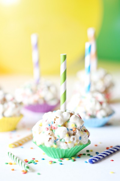 Birthday Marshmallow Popcorn Ball Pops