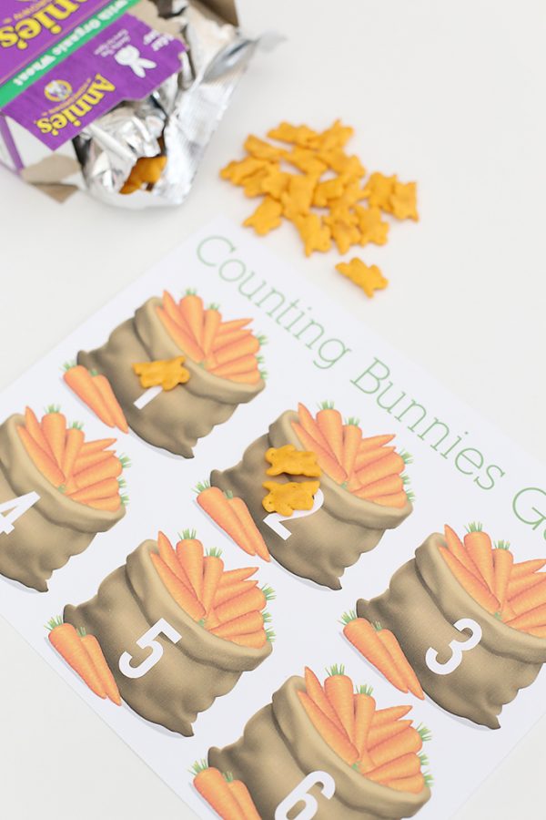 Annie's Cheddar Bunnies Counting Printable Game for Preschoolers