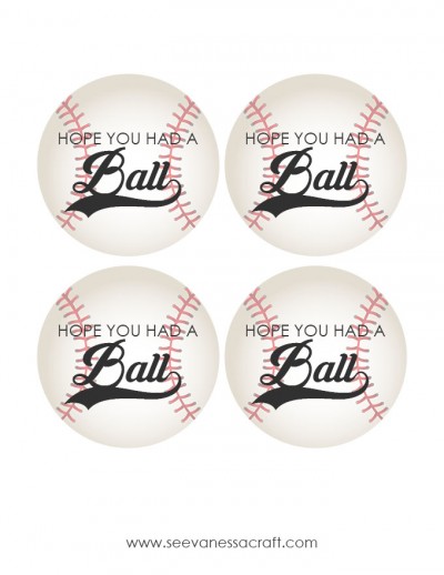 Baseball Birthday Party Favor Tags