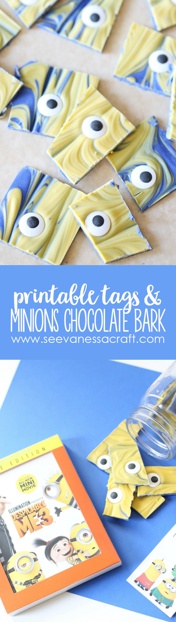 Minions Chocolate Bark Recipe and Printable Gift Tags