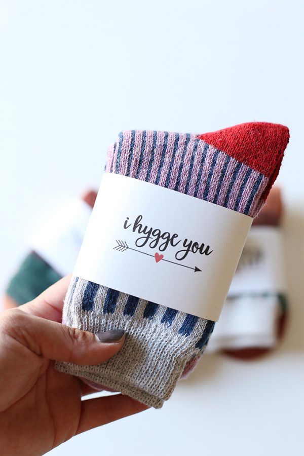 Valentine's Day: "I Hygge You" Printable Socks Gift - See Vanessa Craft