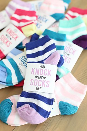 Printable Valentine's Day Sock Wrapper Gift Idea for Kids