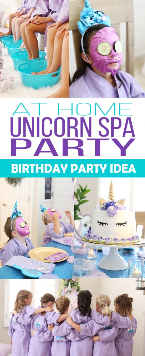 Plan an at home unicorn spa birthday party for girls! 