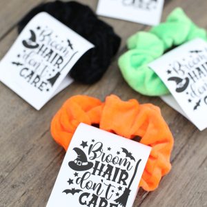 Broom Hair Don't Care Halloween Scrunchie Tags
